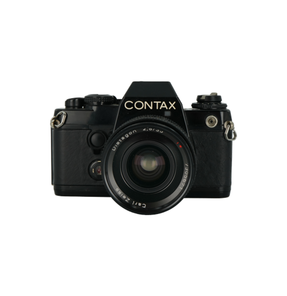 Contax 139 Quartz 35mm film camera with Contaz 35mm f/2.8 Distagon T* lens.