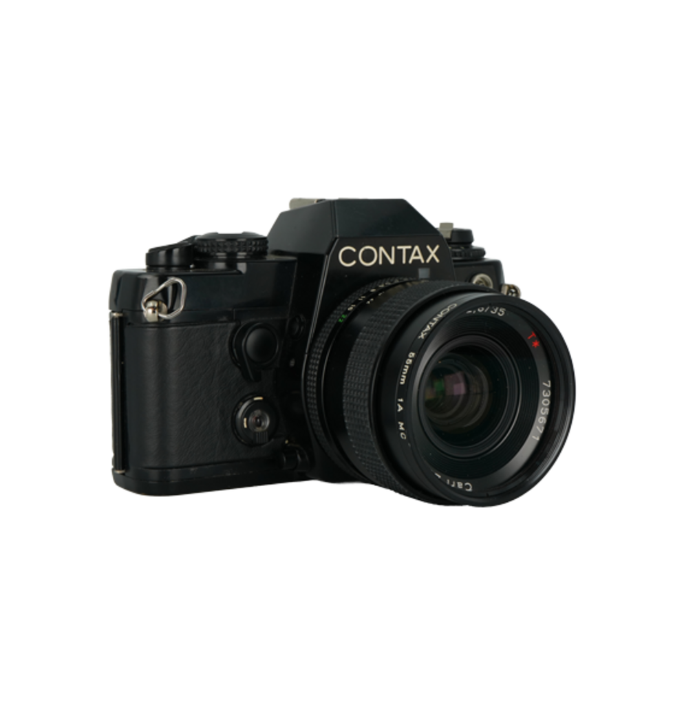Contax 139 Quartz 35mm film camera with Contaz 35mm f/2.8 Distagon T* lens.