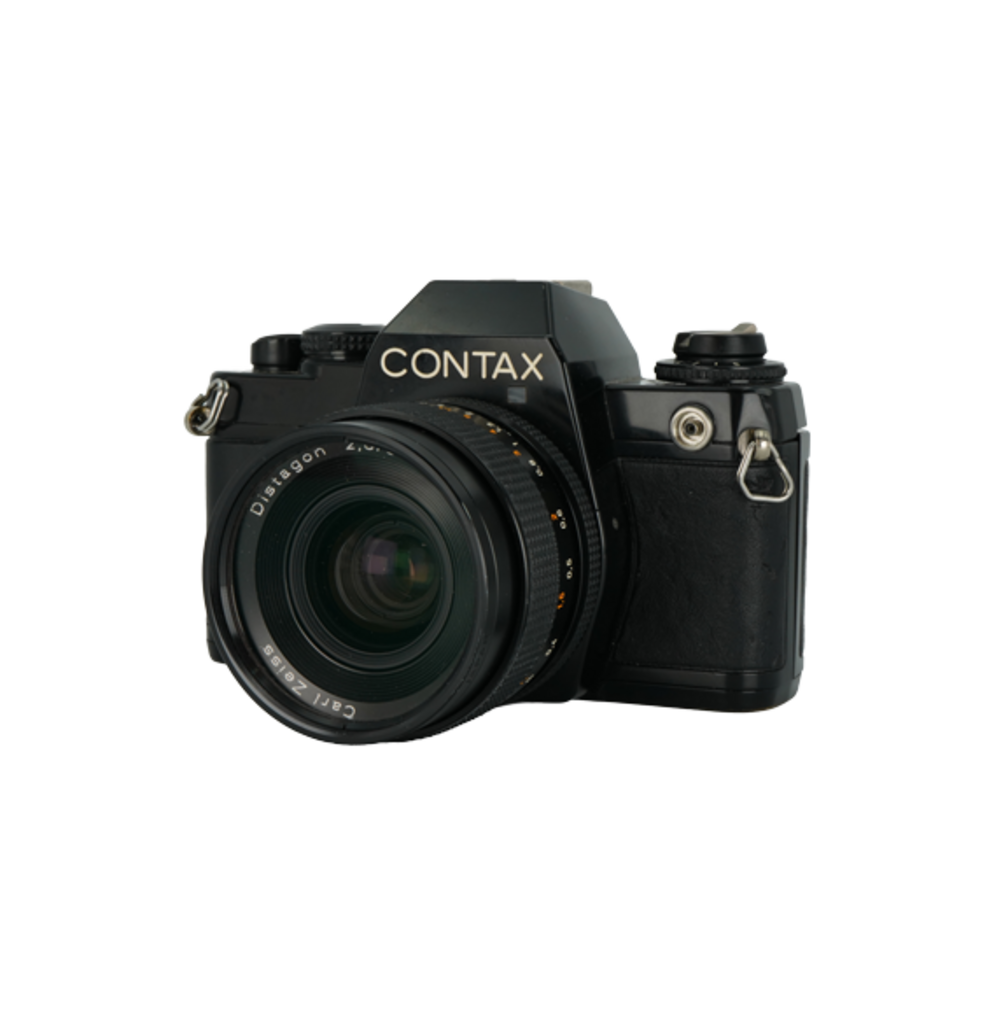 Contax 139 Quartz 35mm film camera with Contaz 35mm f/2.8 Distagon T* lens.