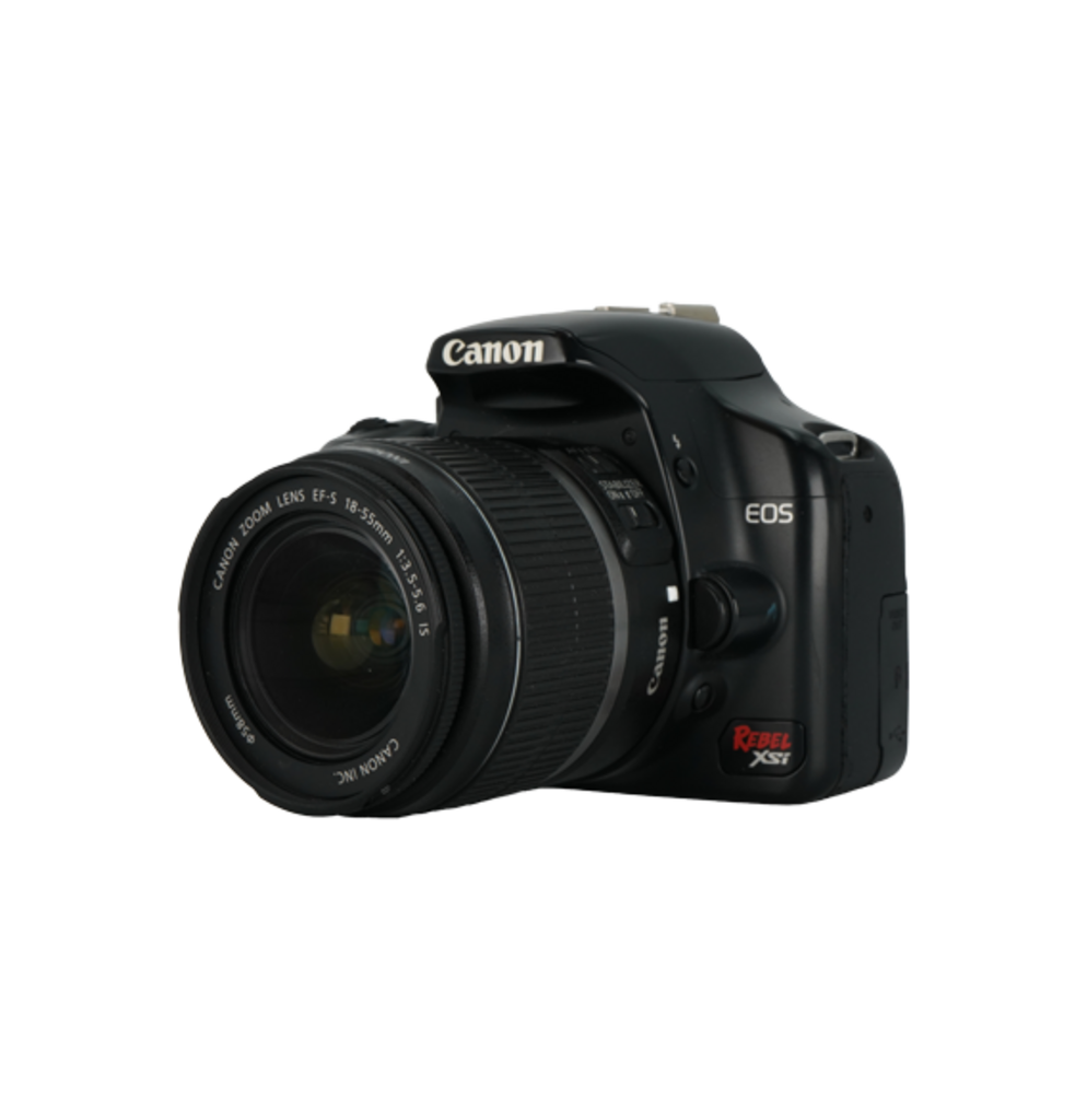 Canon Rebel XSI APS-C DSLR camera with Canon 18-55mm f/3.5-5.6 IS APS-C DSLR lens, and Canon EF-S 55-200mm f/4-5.6 IS APS-C DSLR lens