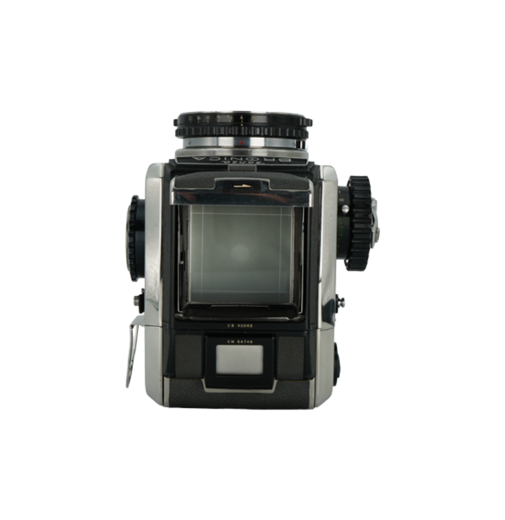 Bronica S2 medium format film camera with Nikkor 75mm f/2.8 medium format Bronica mount lens