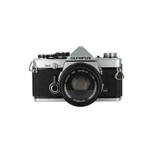 Olympus OM-2n 35mm SLR camera with Olympus 50mm f/1.8 SLR 35mm film lens.