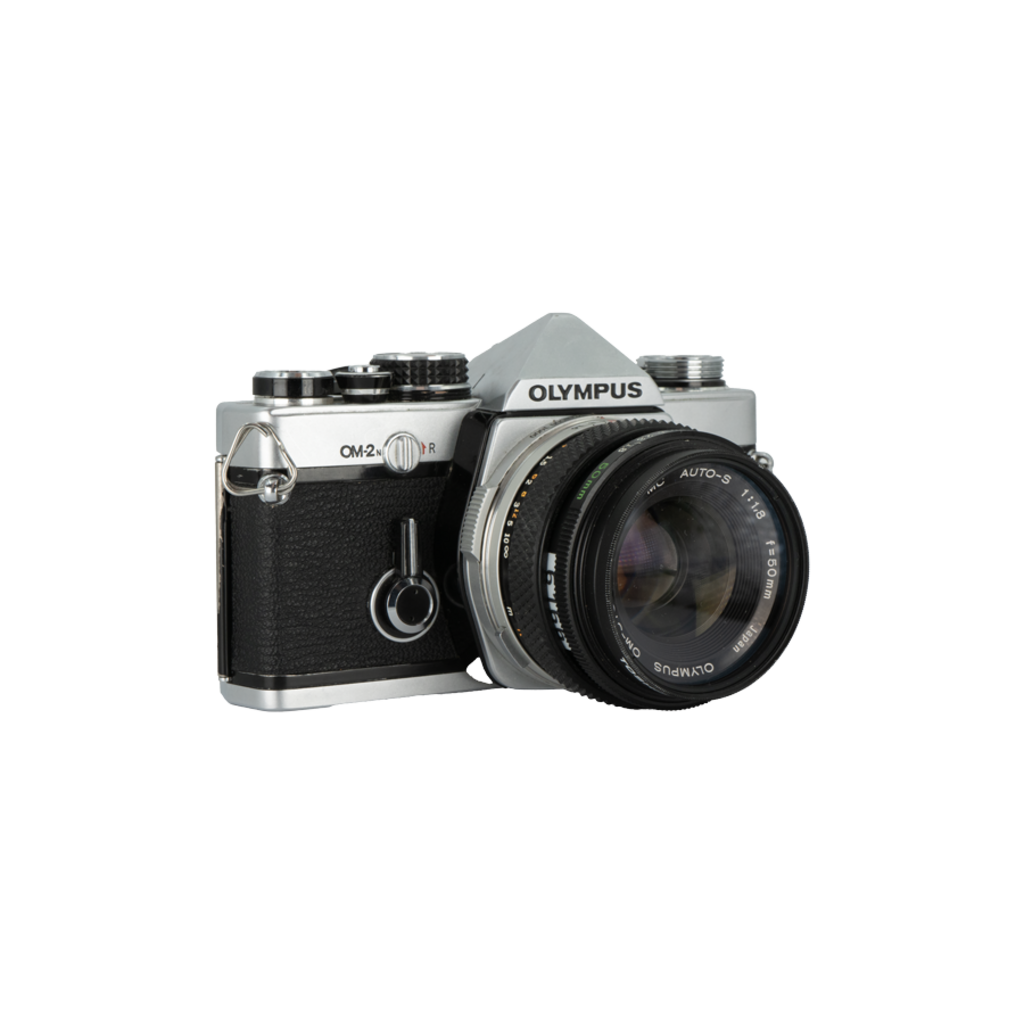 Olympus OM-2n 35mm SLR camera with Olympus 50mm f/1.8 SLR 35mm film lens.