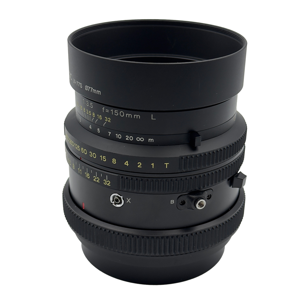 Mamiya medium format film camera kit with mamiya 75mm f/3.5 and 150mm f/3.5 lenses