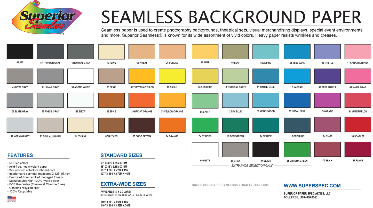 Superior Seamless Paper 8-Foot x 36-Foot Rolls