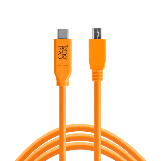 Tether Tools TetherPro USB-C to 2.0 Mini-B 5-Pin - 15 ft, Orange